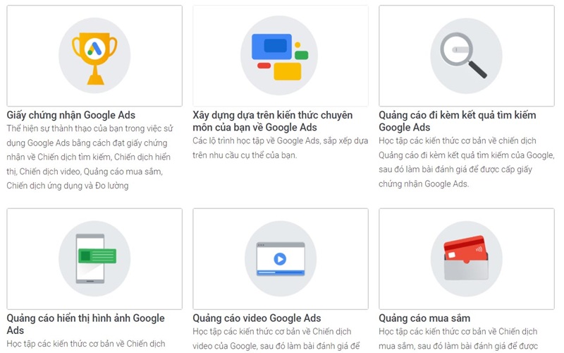 Các loại chứng chỉ Google Ads hiện nay