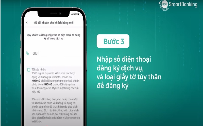 Mở tài khoản BIDV Online - Bước 3 cung cấp thông tin