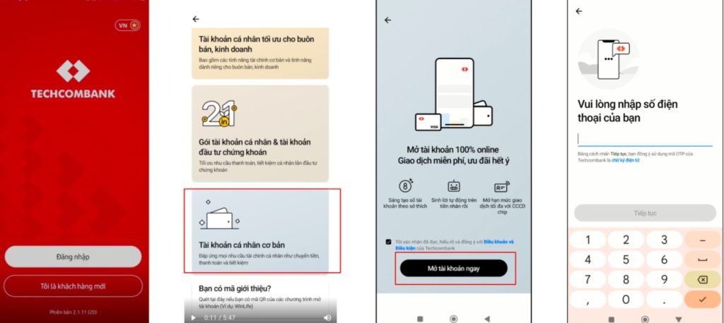 Mở tài khoản Techcombank online