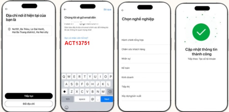 Mở tài khoản Techcombank online - Nhập thông tin liên hệ